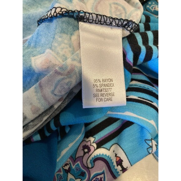 Dana Buchman Long Sleeve Top Blues/Pinks/Black Size Small EUC - Picture 4 of 4